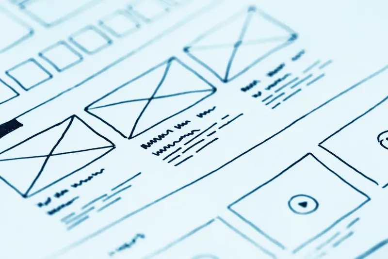 Croquis de wireframes sur papier